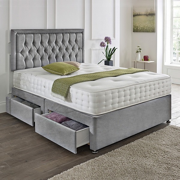 Naples Suede Divan Set with Matching Headboards & Choice of Mattress