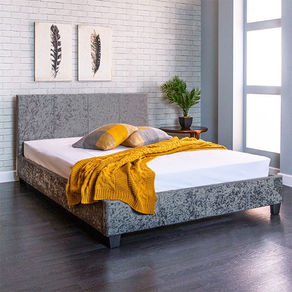 Emma Modern Italian Silver Fabric Bed Frame