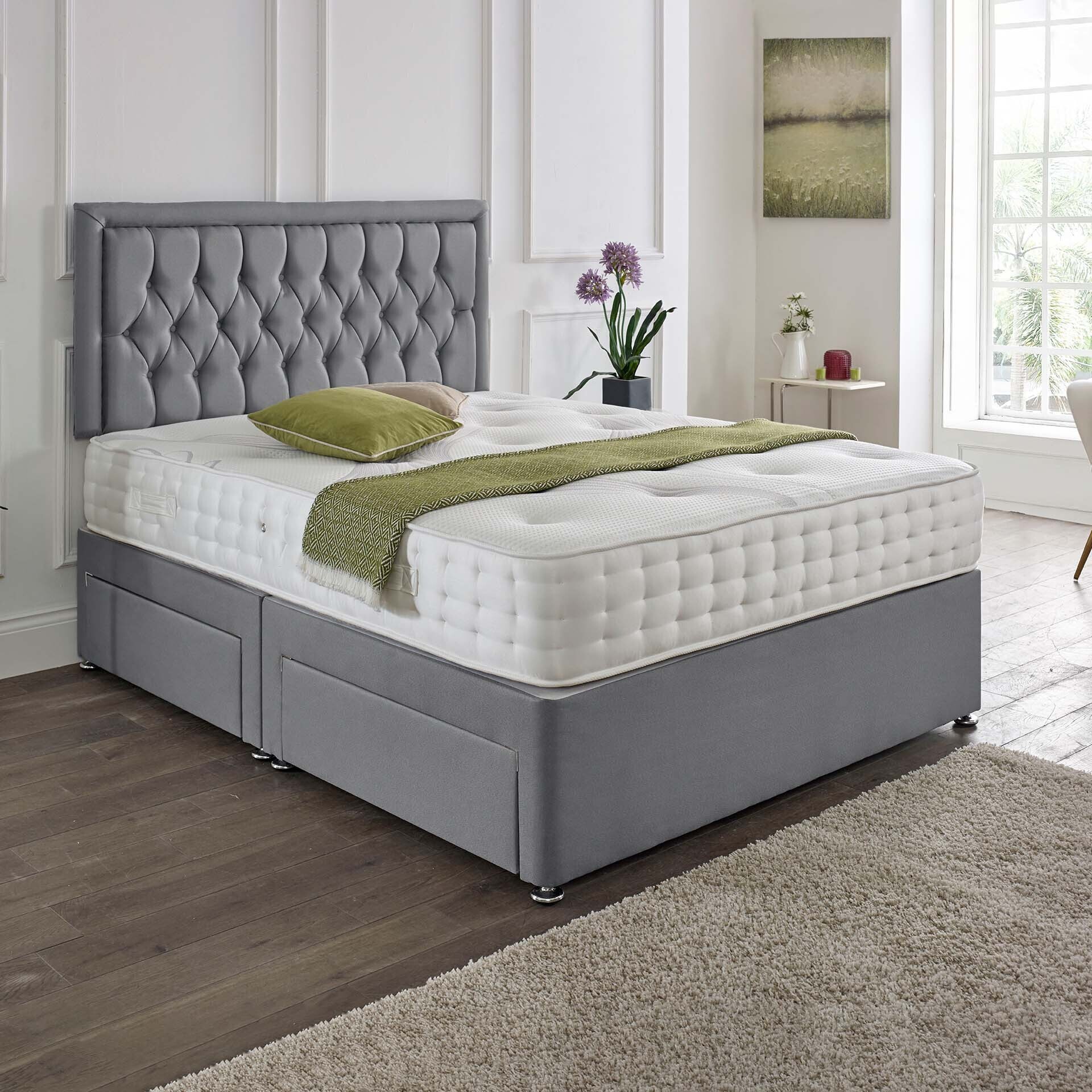 Lisbon Headboard Divan Set - Choice of Mattress & Optional Storage