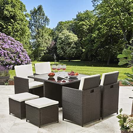 9PC Cube Rattan 8 Seater Garden Set