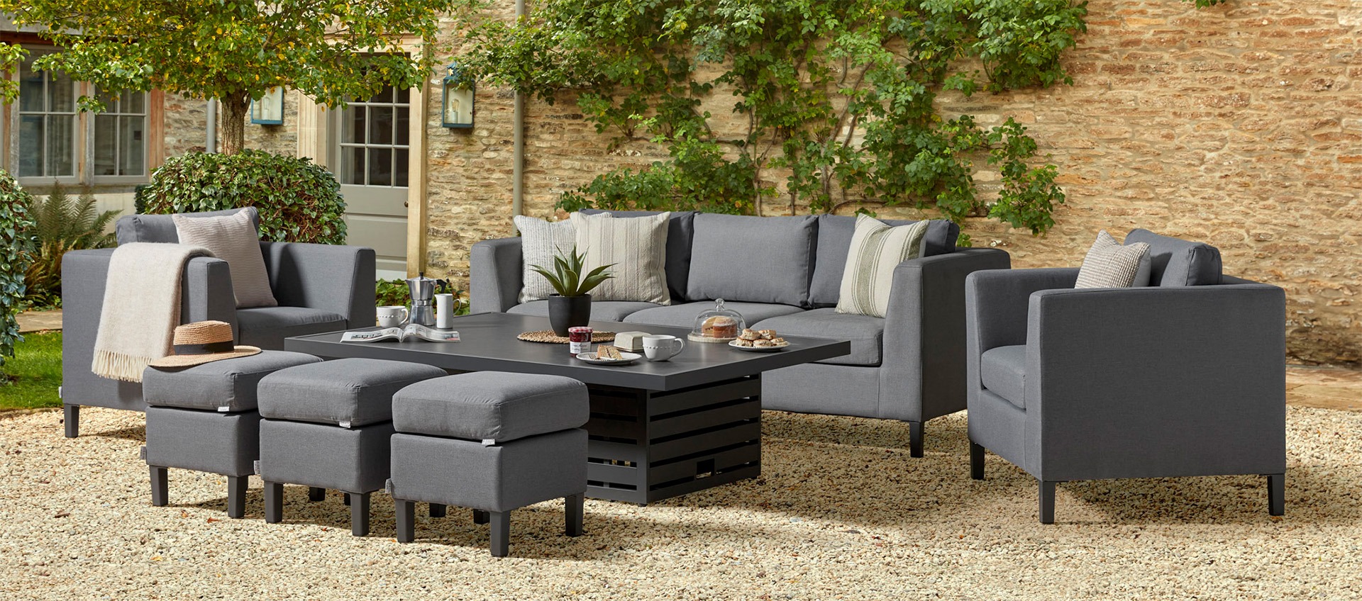 Birkin 11G - Sofa Set with Rising Table and Footstools