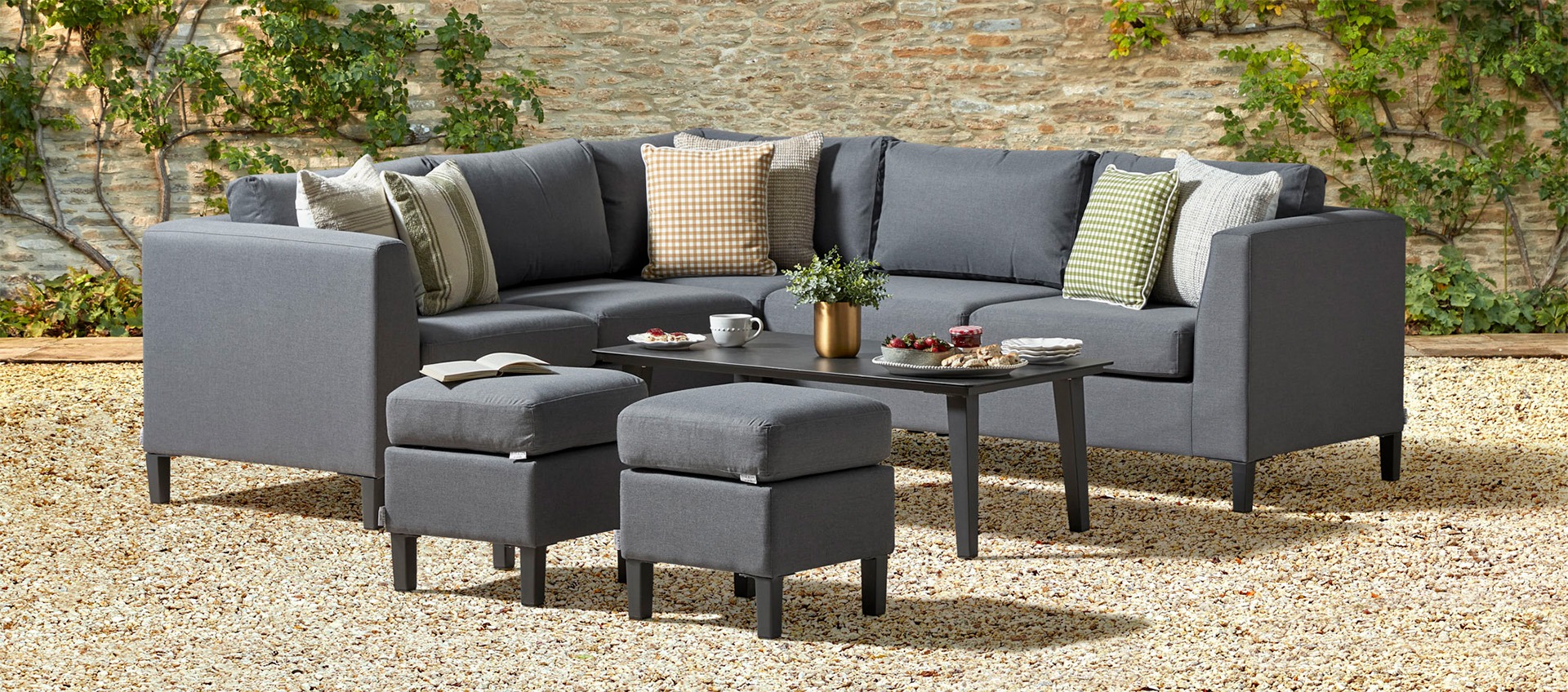 Birkin 1B - Corner Sofa with Coffee Table and Footstools