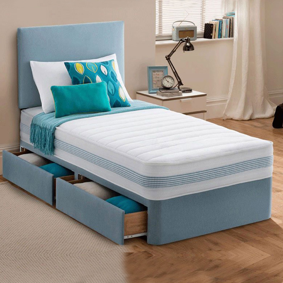 Classic Sky Blue Divan Set with Choice of Mattress