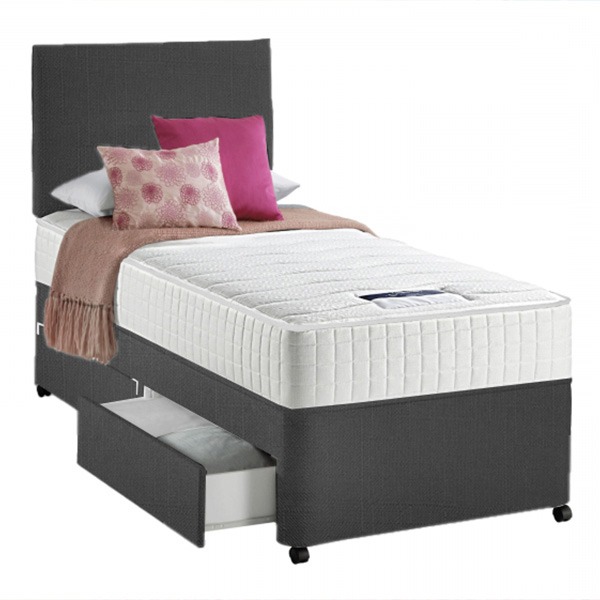 Kids Single Divan Bed Set with Storage Options + Quilted Spring Mattress