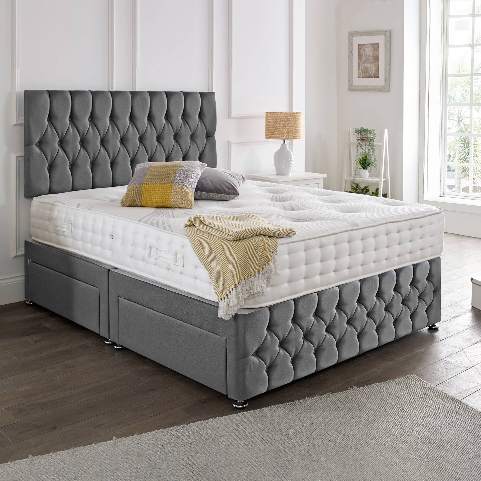 Beirut Matching Headboard & Footboard Divan Set - Choice of Mattress and Optional Storage