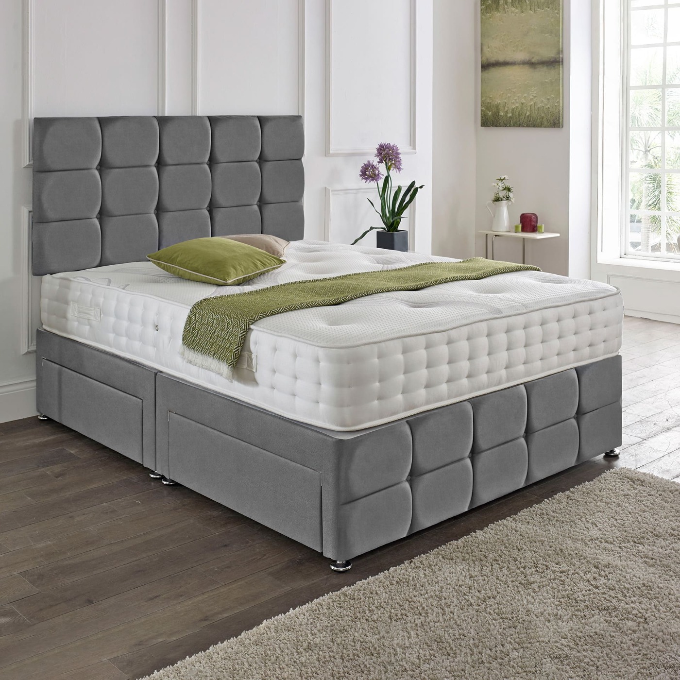 Rio Matching Headboard & Footboard Divan Set  - Choice of Mattress & Optional Storage