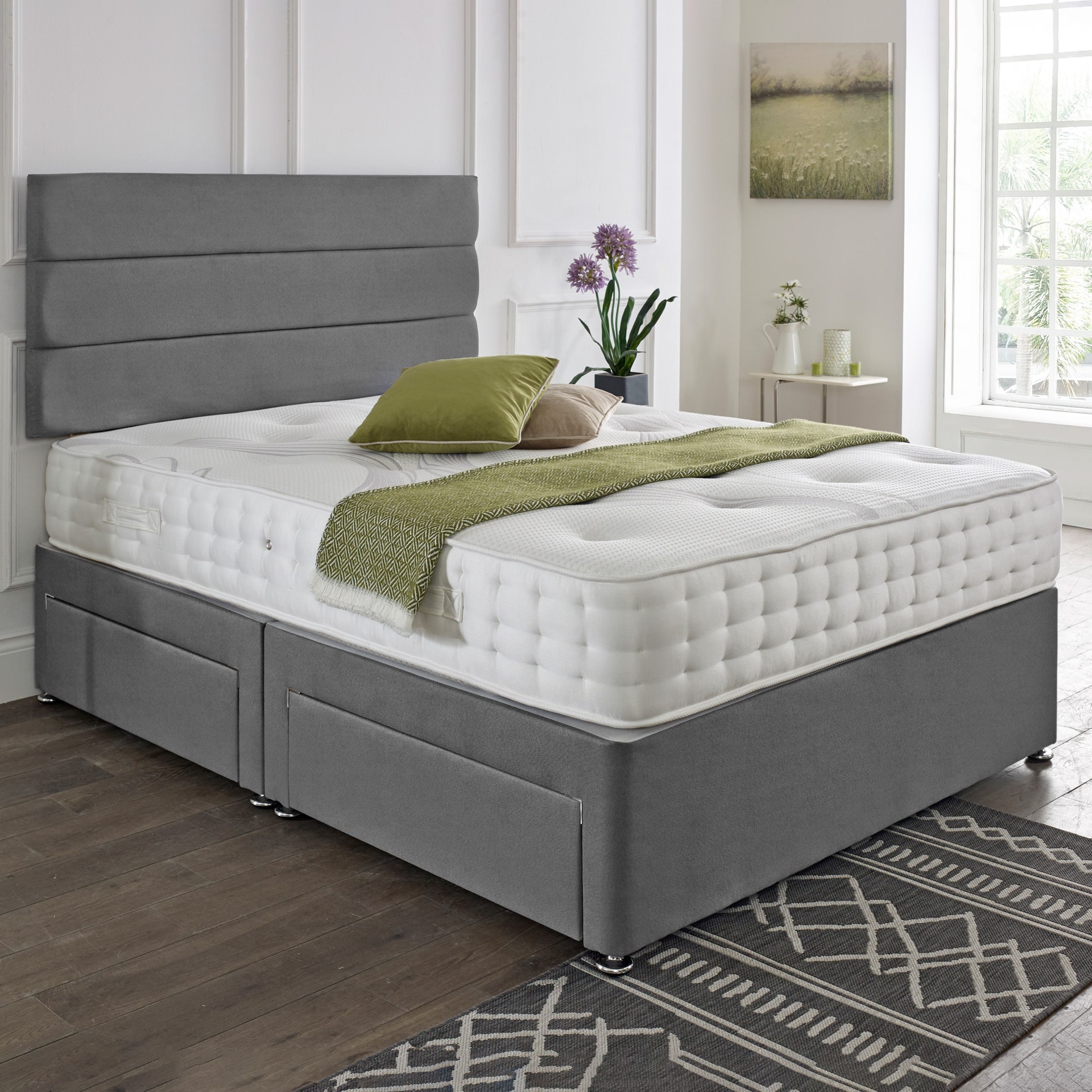 Dublin Headboard Divan Set - Choice of Mattress & Optional Storage