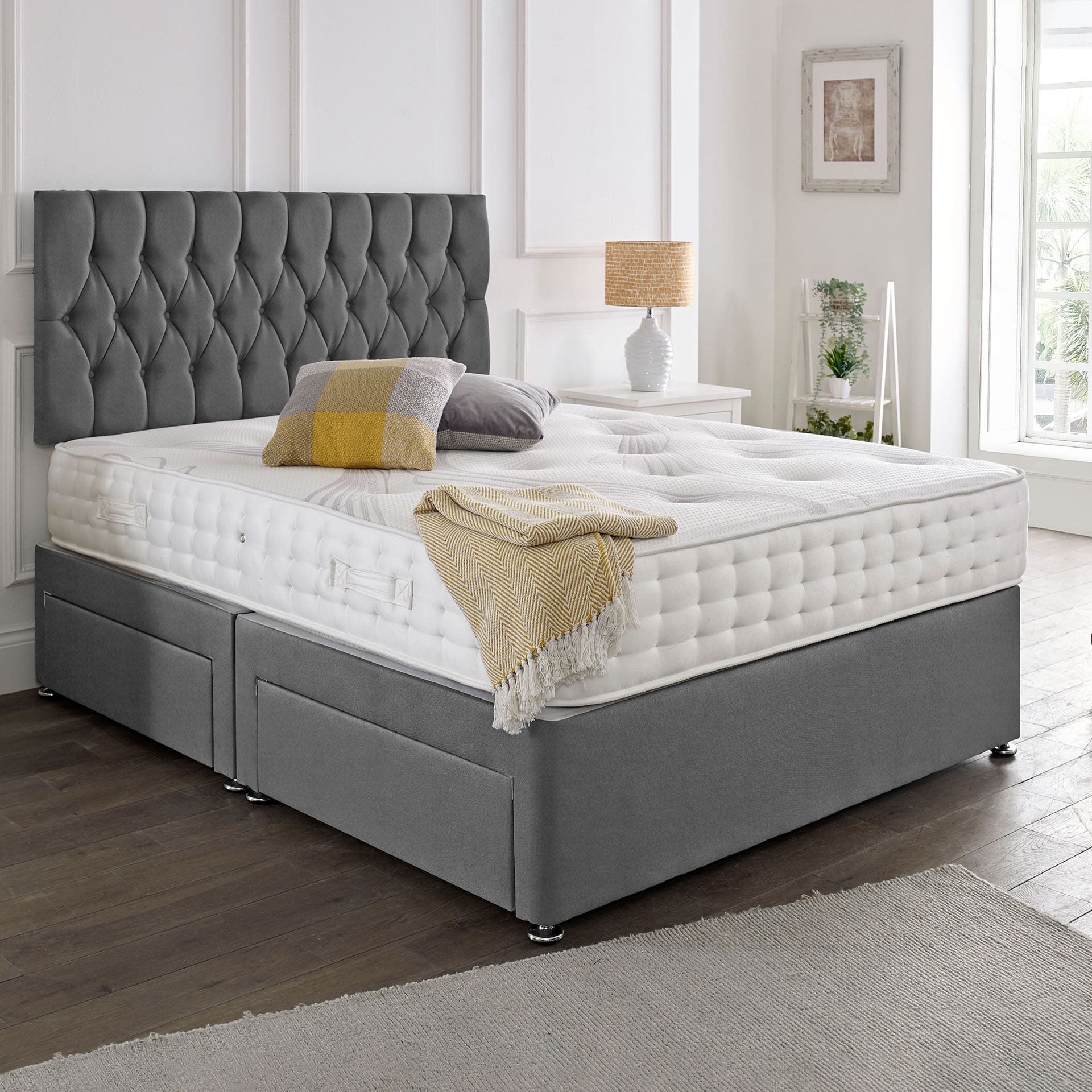 Beirut Headboard Divan Set - Choice of Mattress & Optional Storage