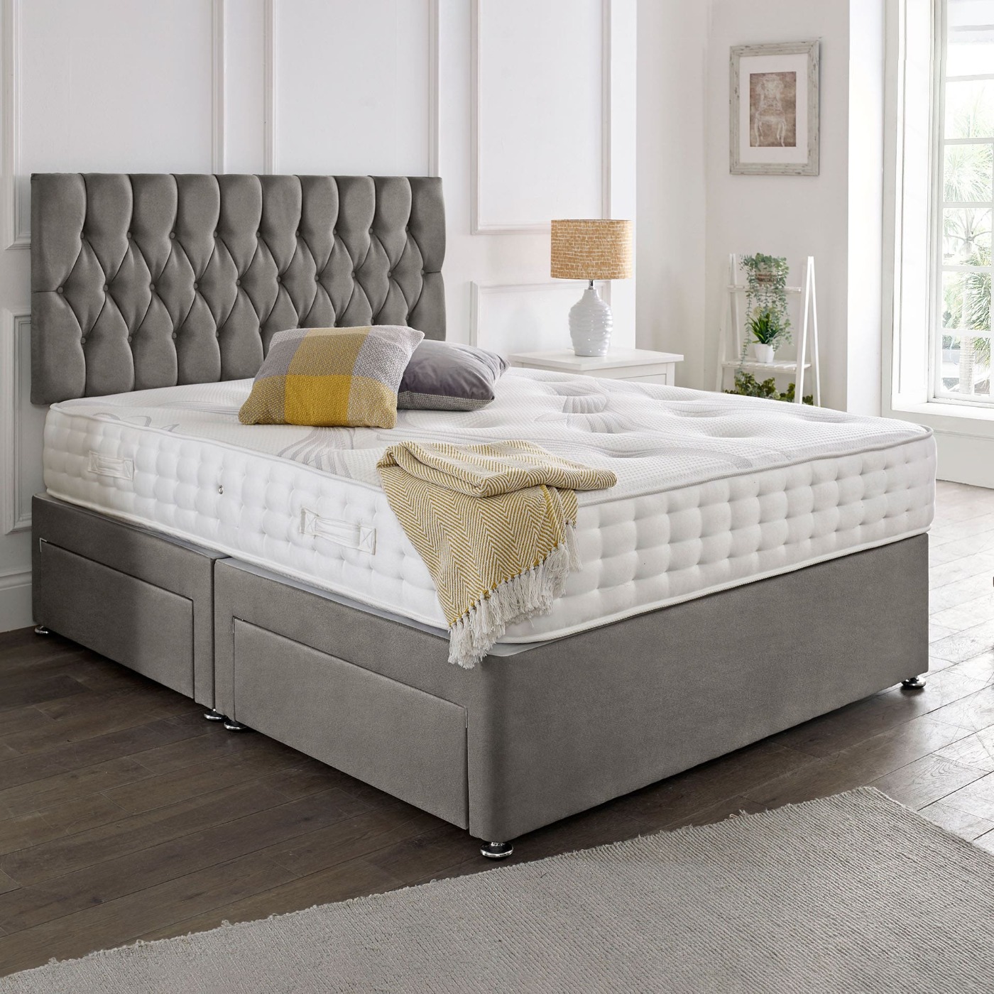 Beirut Headboard Divan Set - Choice of Mattress & Optional Storage