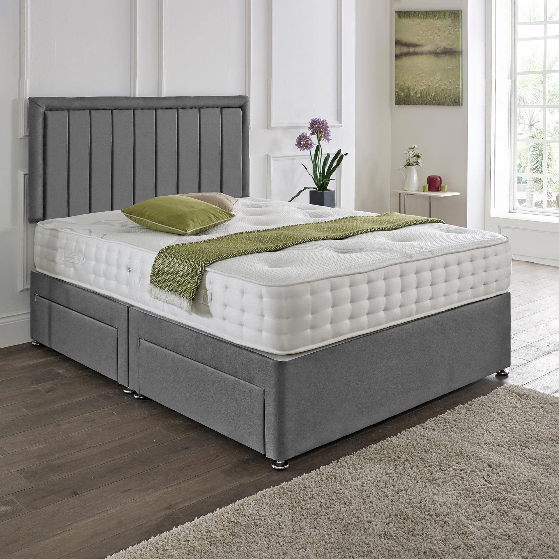 Cairo Headboard Divan Set – Choice of Mattress & Optional Storage