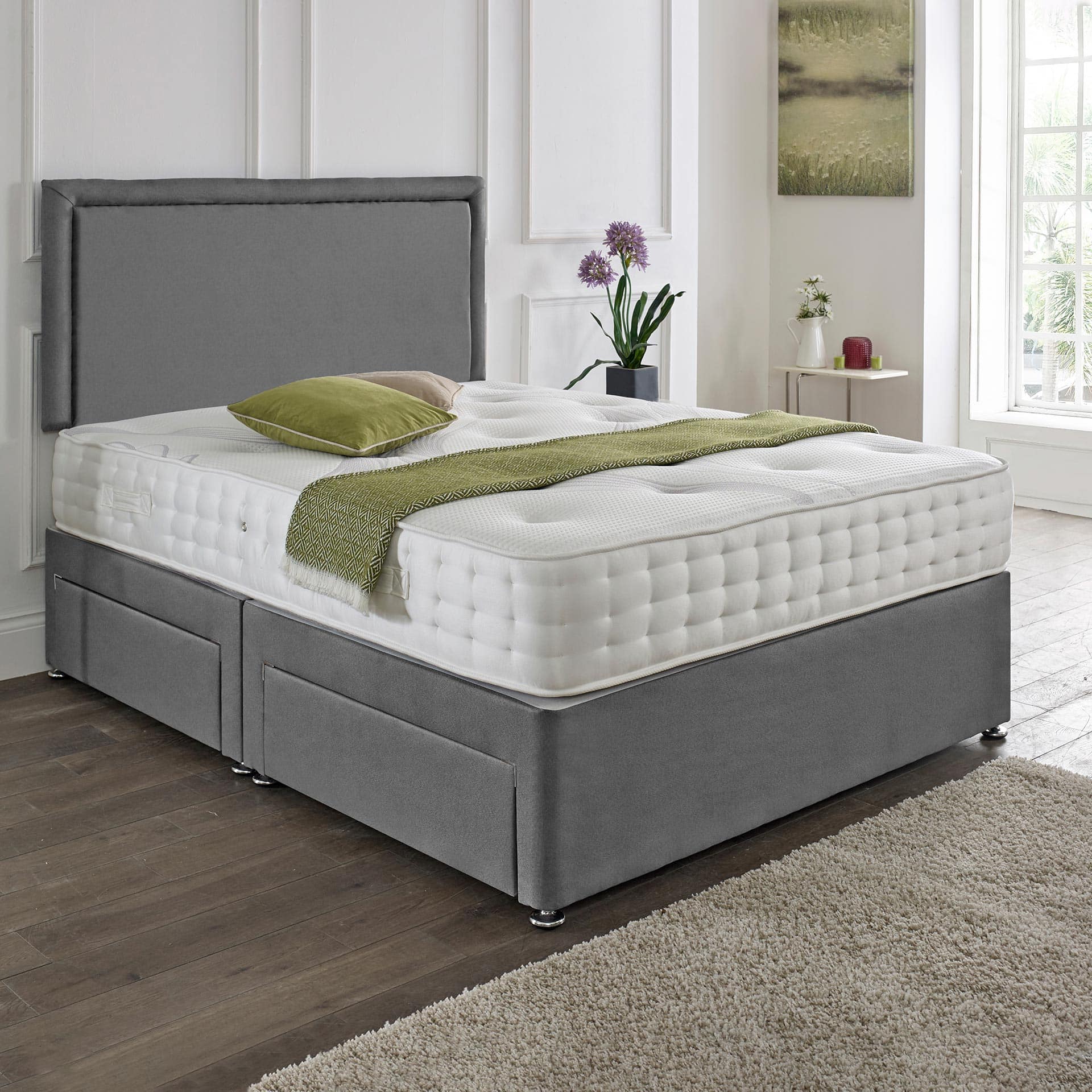 Seoul Headboard Divan Set - Choice of Mattress & Optional Storage