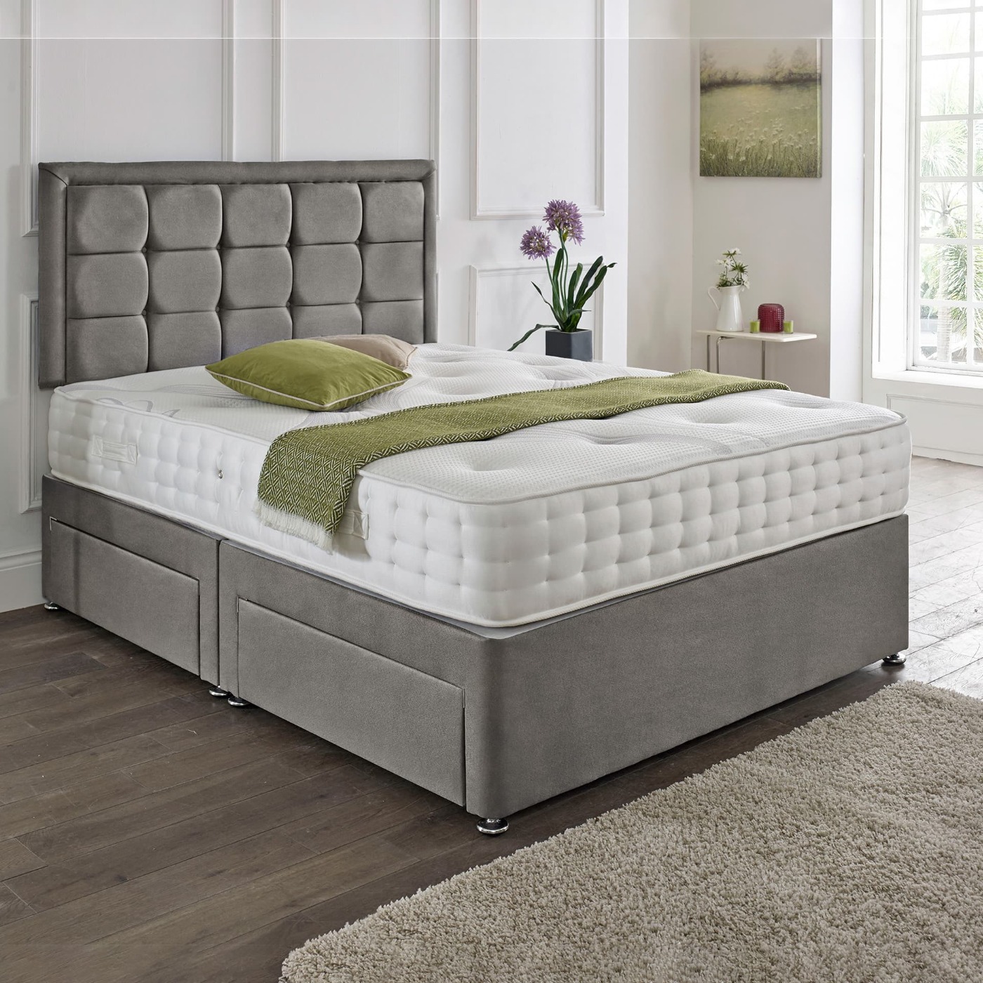 Dallas Headboard Divan Set –  Choice of Mattress & Optional Storage