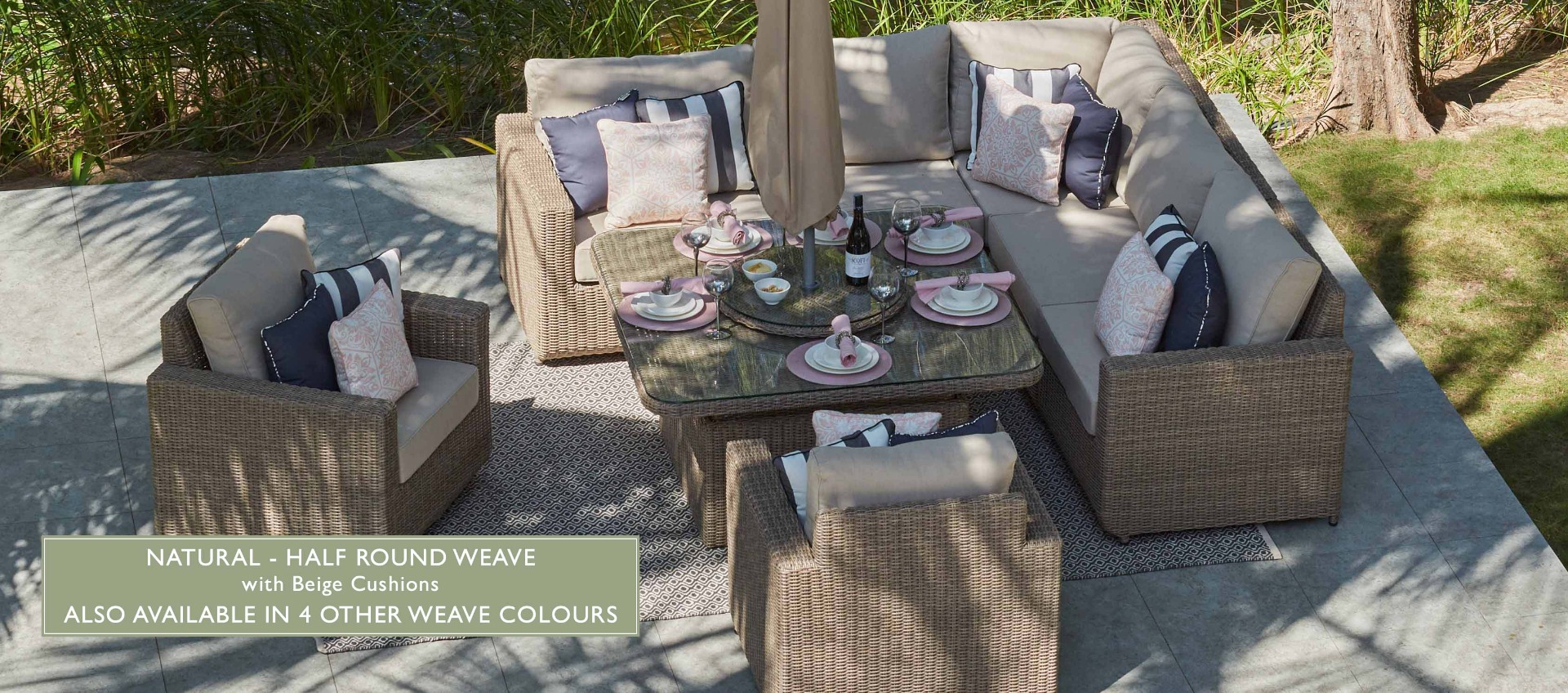 Halo 1L - Corner Sofa with Square Rising Table and Armchairs