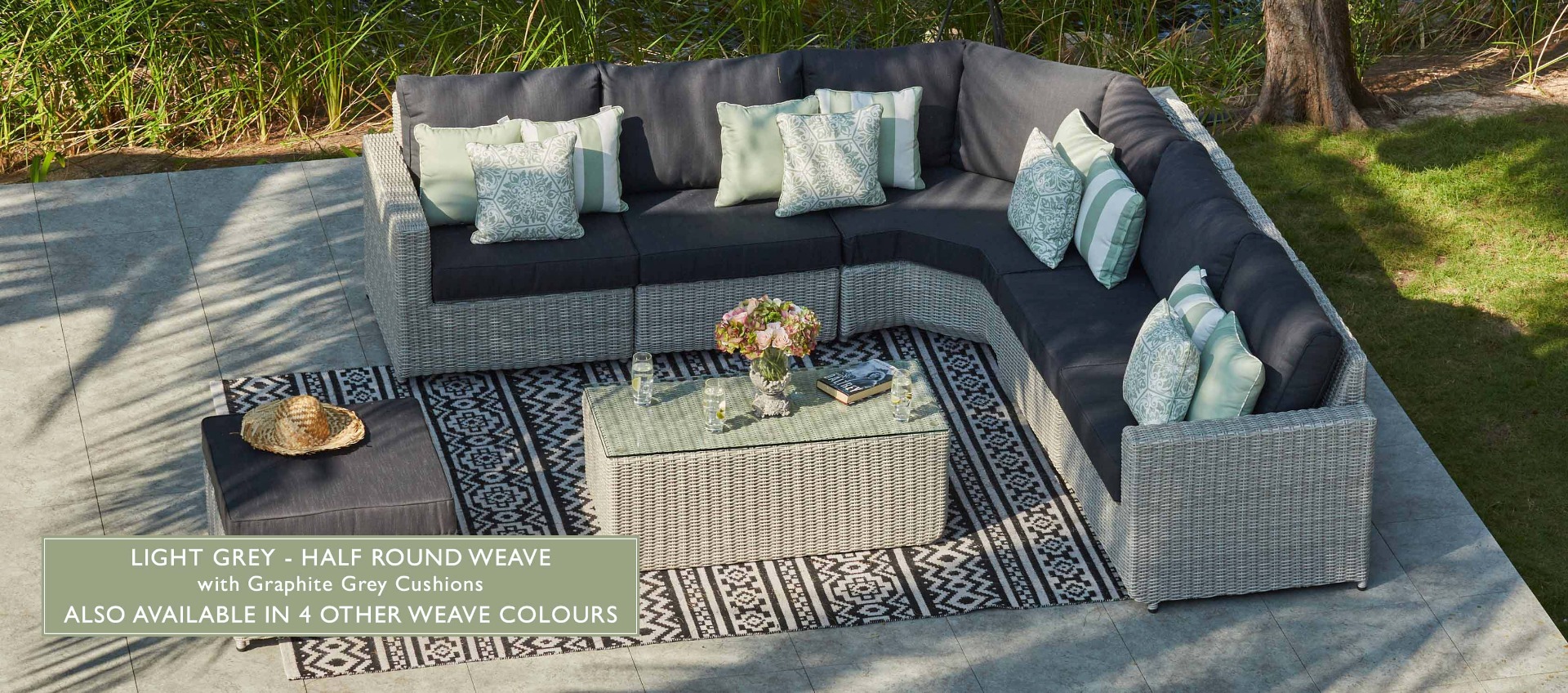 Halo 3A - Angled Corner Sofa with Coffee Table and Pouf