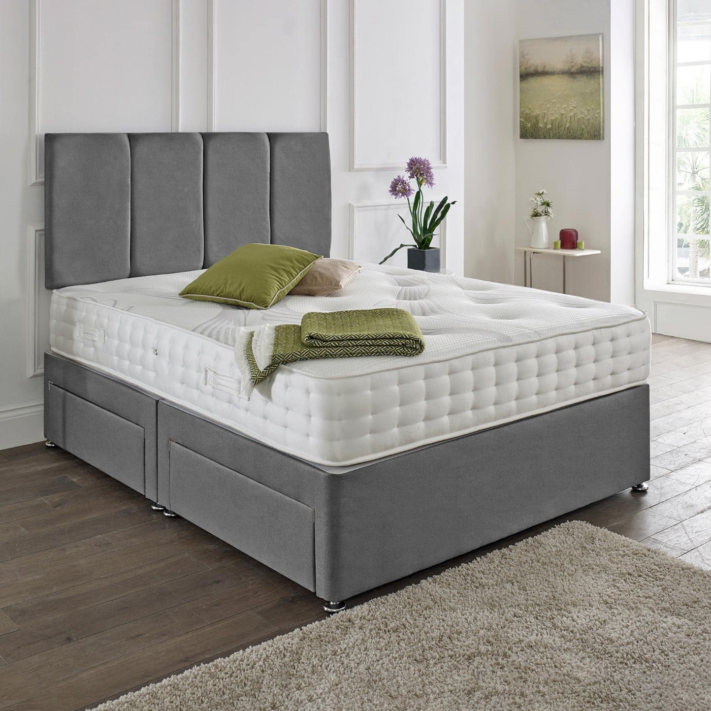 Zanzibar headboard Divan Set - Choice of Mattress & Optional Storage