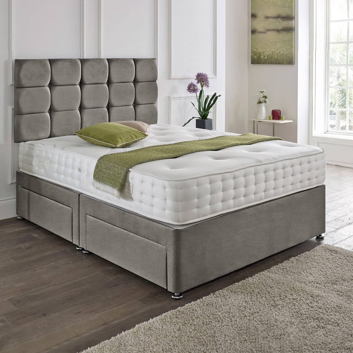Rio Headboard Divan Set - Choice of Mattress & Optional Storage