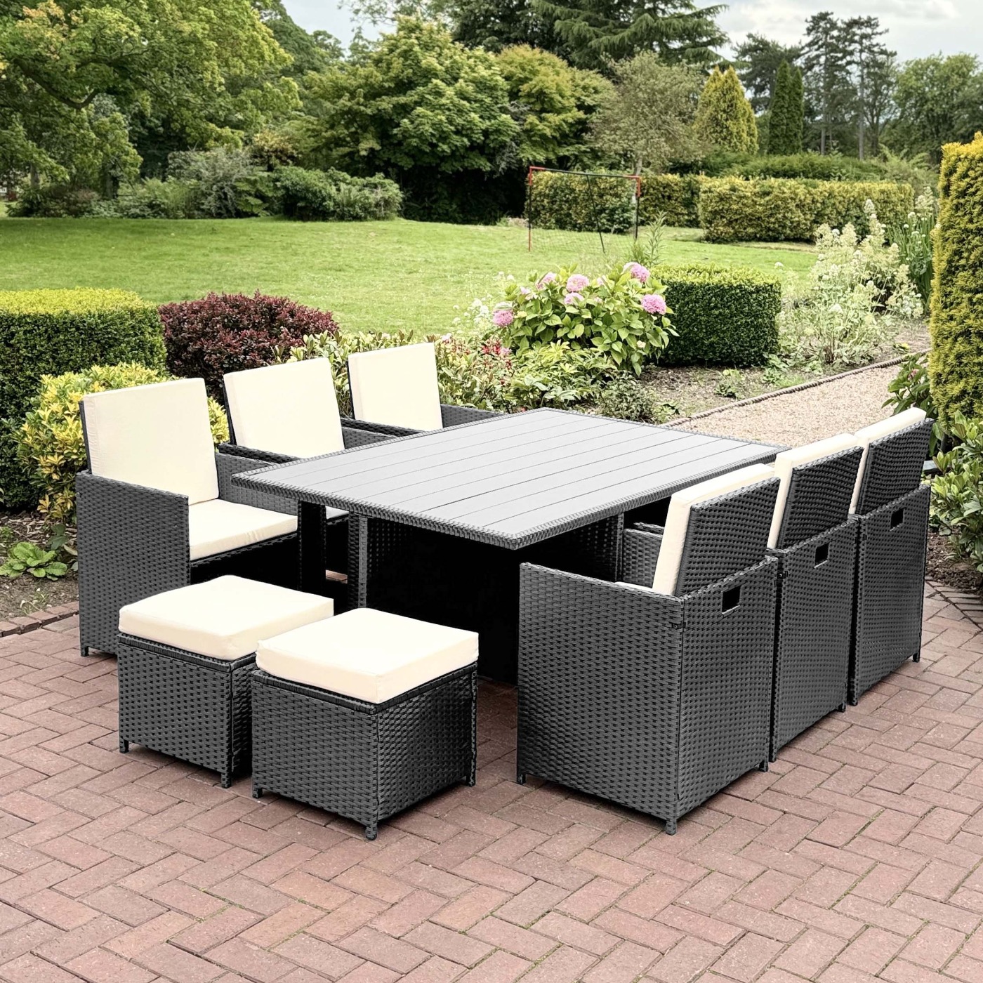 11PC Premium Cube Rattan Garden Furniture Set Grey