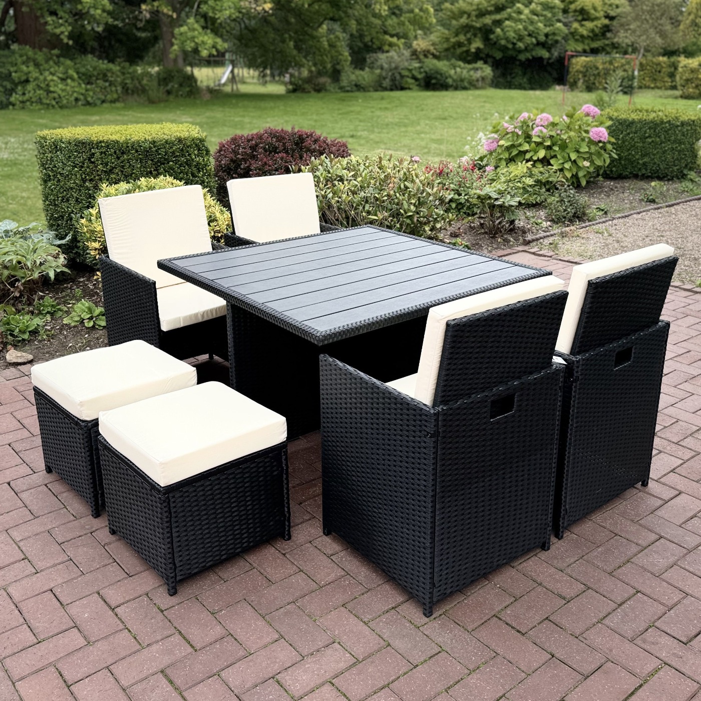 Rattan 9PC Premium Cube Garden Furniture Set Grey