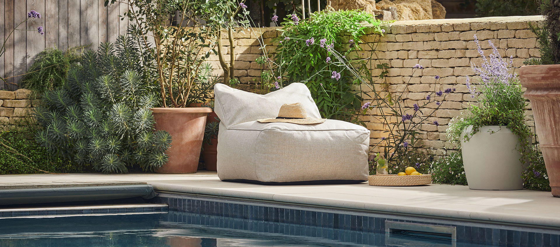 Indoor Outdoor Beanbag Lounger - Ecru