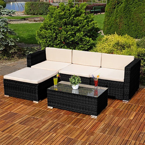 3PC Corner Sofa Rattan Lounger Set