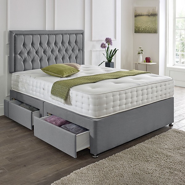 Naples Suede Divan Set with Matching Headboards & Choice of Mattress