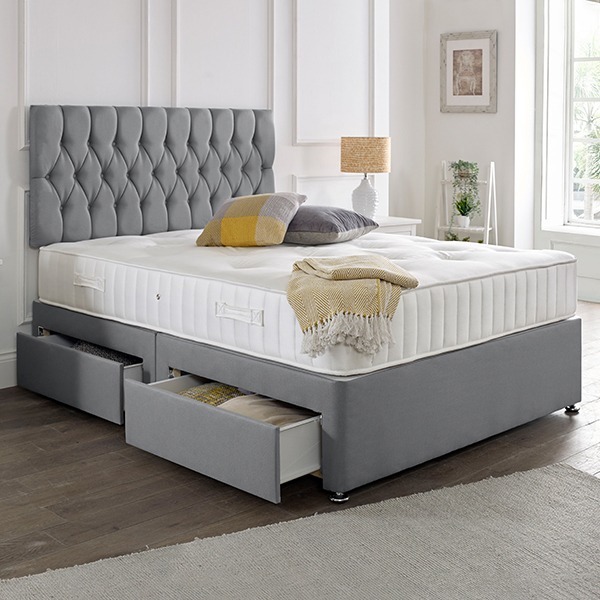 Chesterfield Divan Bed with Micro Quilted Dual Spring Memory Foam Mattress