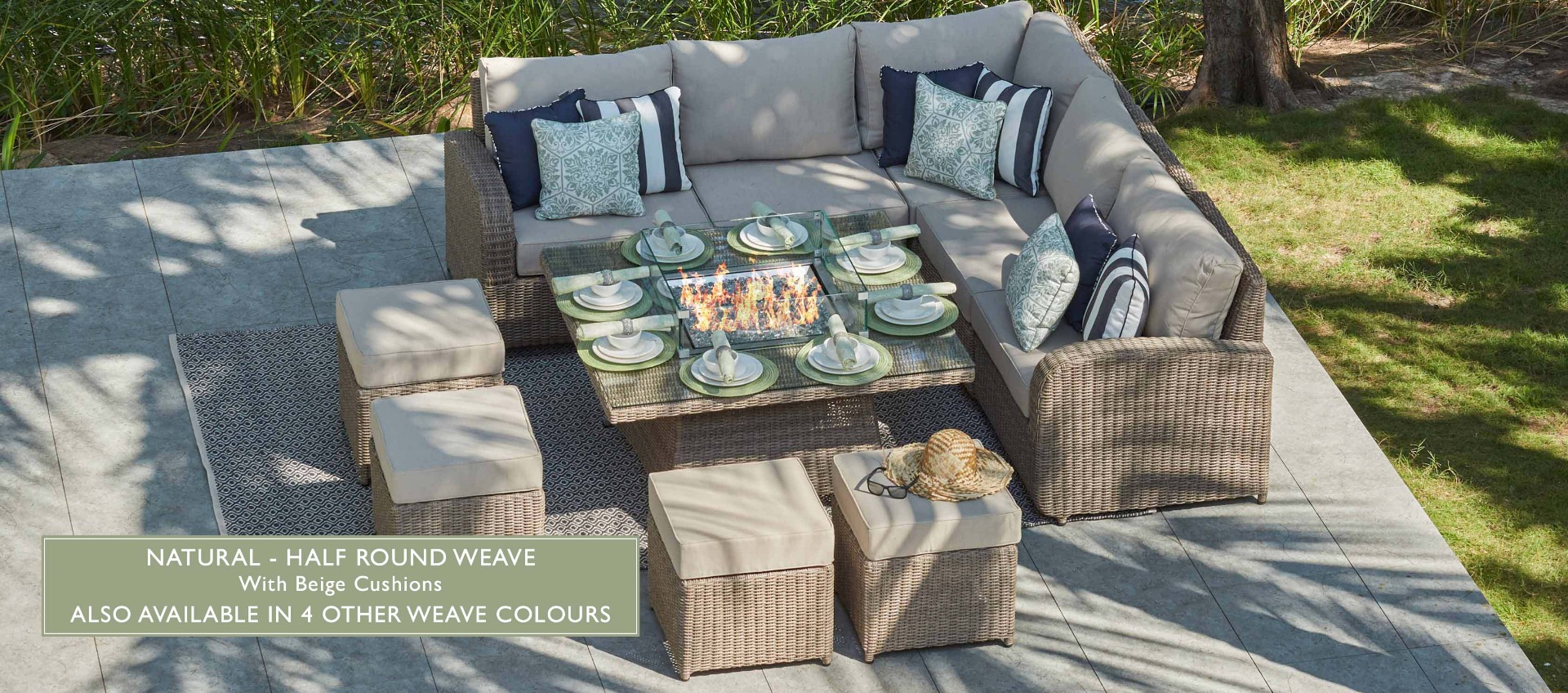 Ledbury 1E - Corner Sofa with Firepit Dining Table