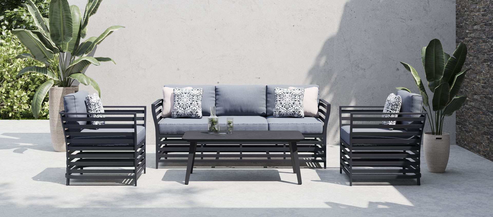 Salone 11B - 3 Seat Sofa with Coffee Table and Armchairs
