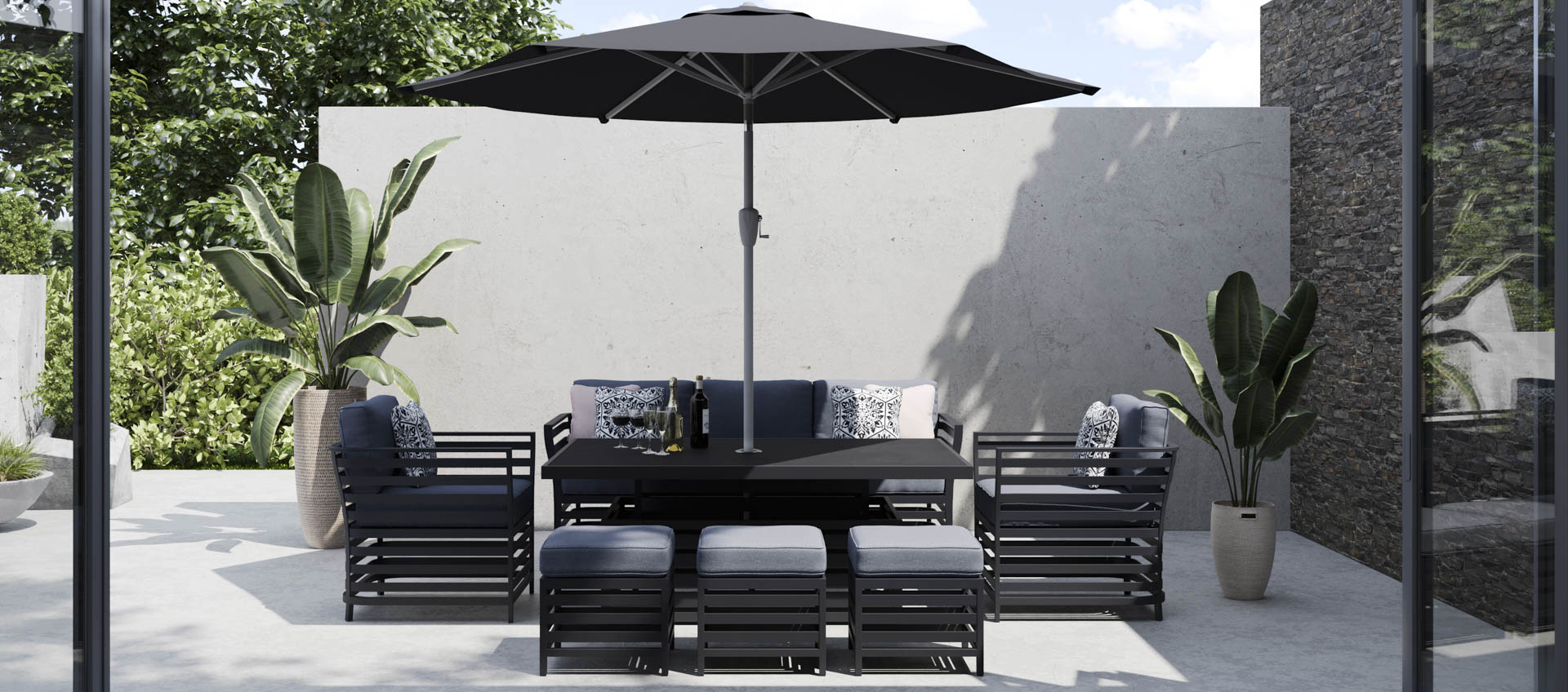 Salone 11G - Sofa Set with Rising Table and Footstools