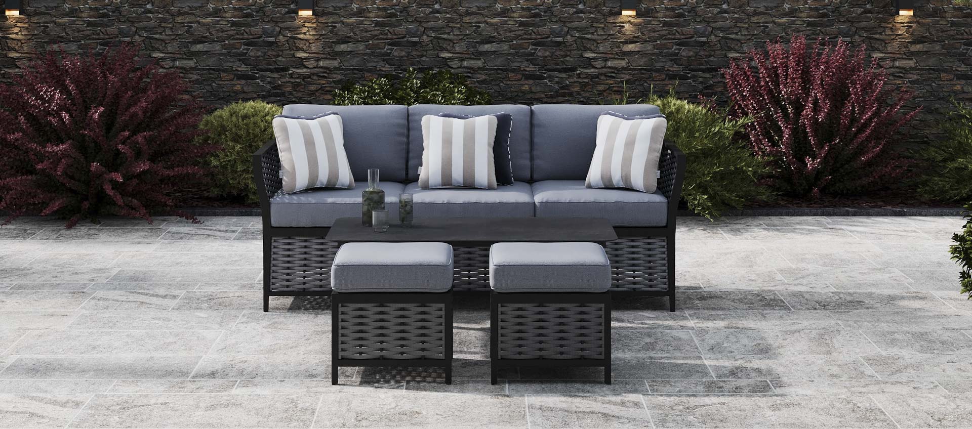 Talia 11A - 3 Seat Sofa and Coffee Table with Footstools