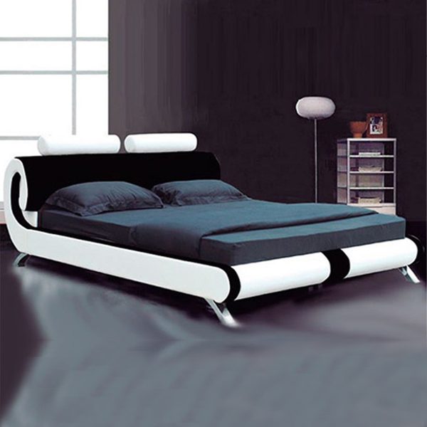 Modern Italian Designer Faux Leather Pavia/Prado Bed with Luxury Memory Foam Mattress 4FT6-Double, Black