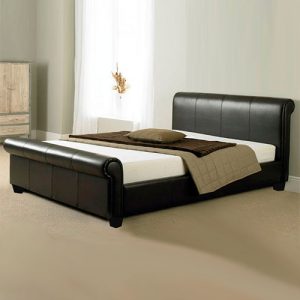 Troy Leather Sleigh Bed -0