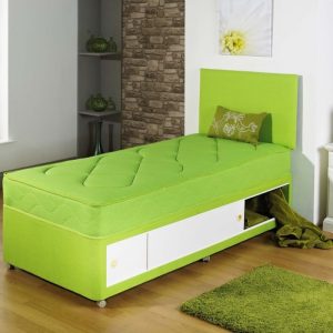 Harvey Single Kids Divan Bed with Tufted Spring Mattress-0