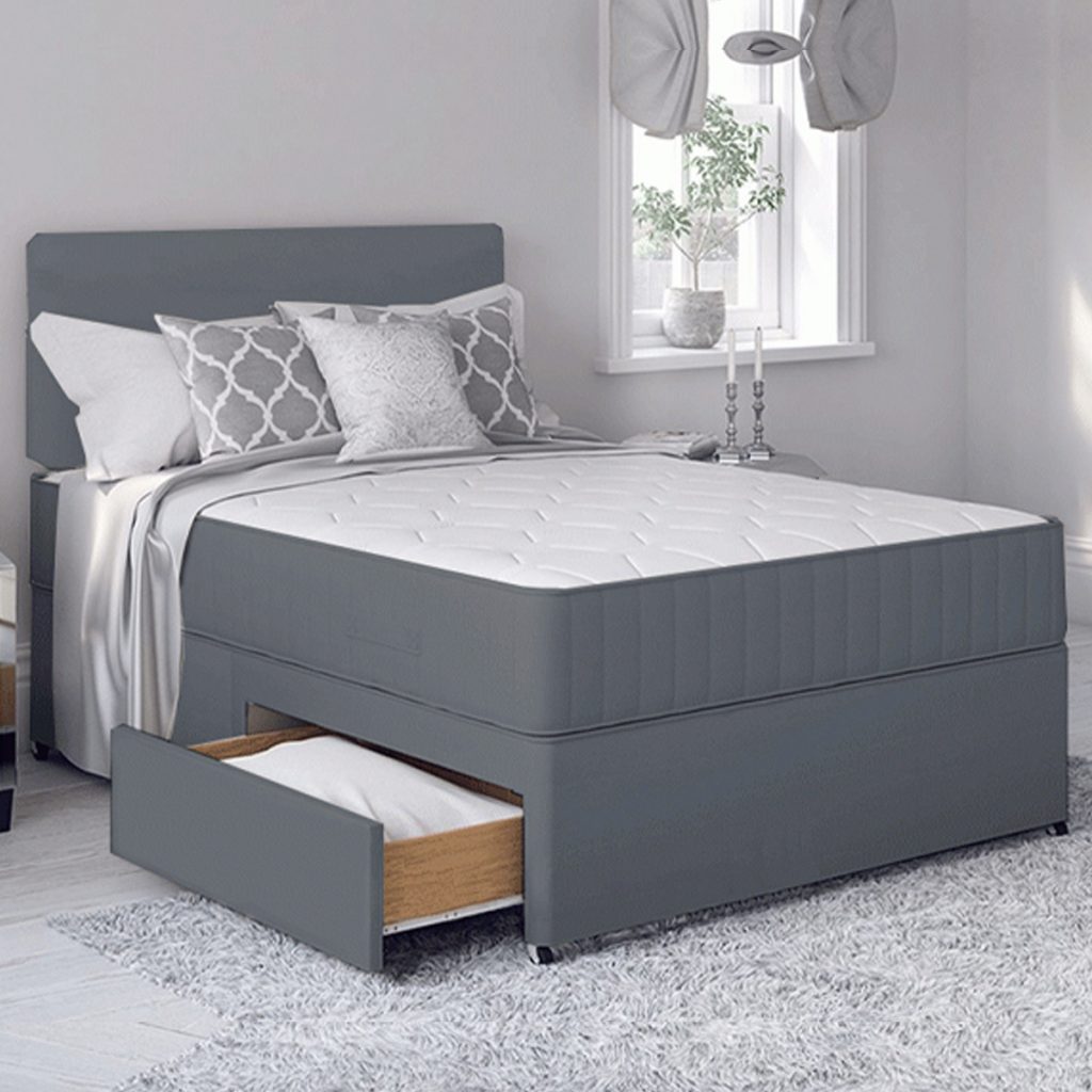 Chelsea Divan Bed with Spring Memory Foam Mattress Luxury Fabric Beds