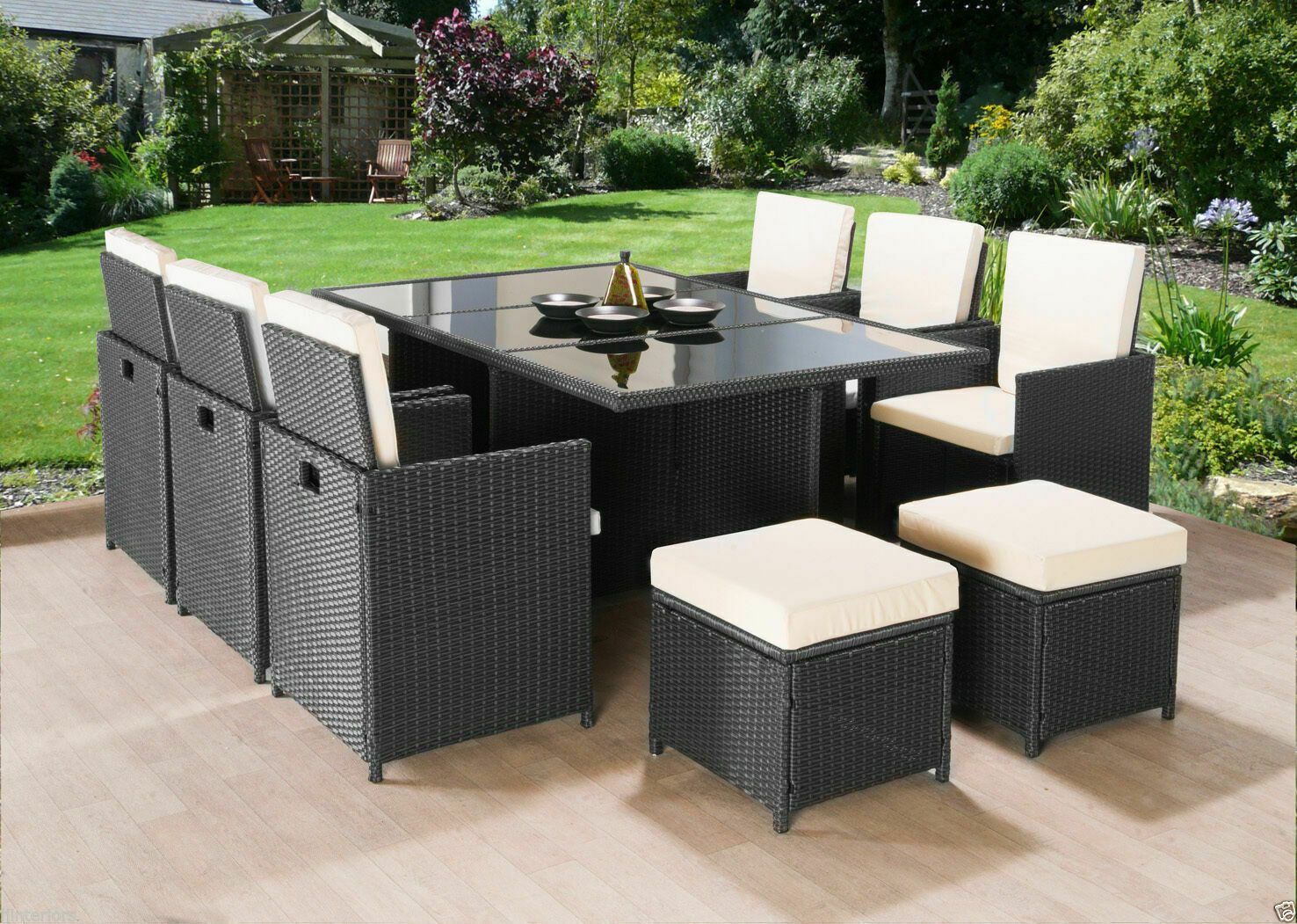 11pc cube rattan garden furniture set 10 seater