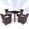 Rattan Dining Table And 4 Chairs Set – Brown or Black -0