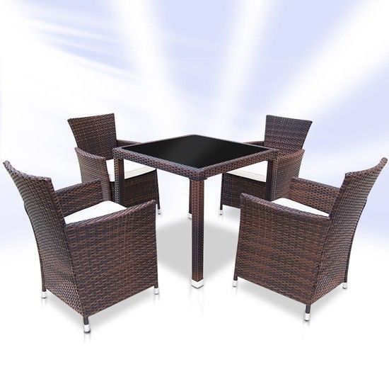Rattan Dining Table And 4 Chairs Set – Brown or Black -0