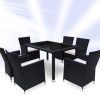 Rattan Dining Table And 6 Chairs Set – Brown or Black -1271