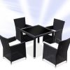 Rattan Dining Table And 4 Chairs Set – Brown or Black -1264