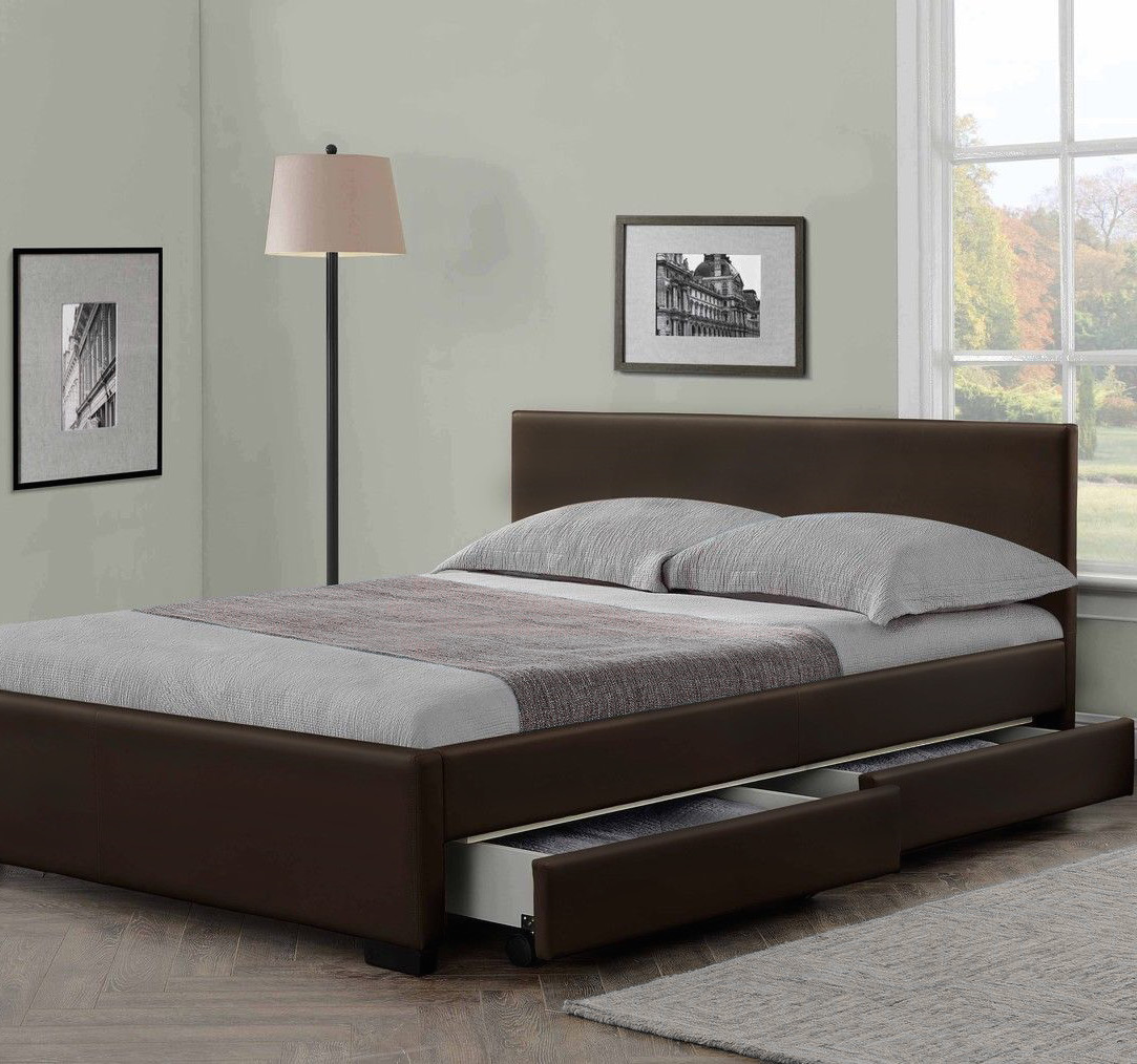 Modern Italian Designer 4 Drawer Leather Bed - Luxury ...