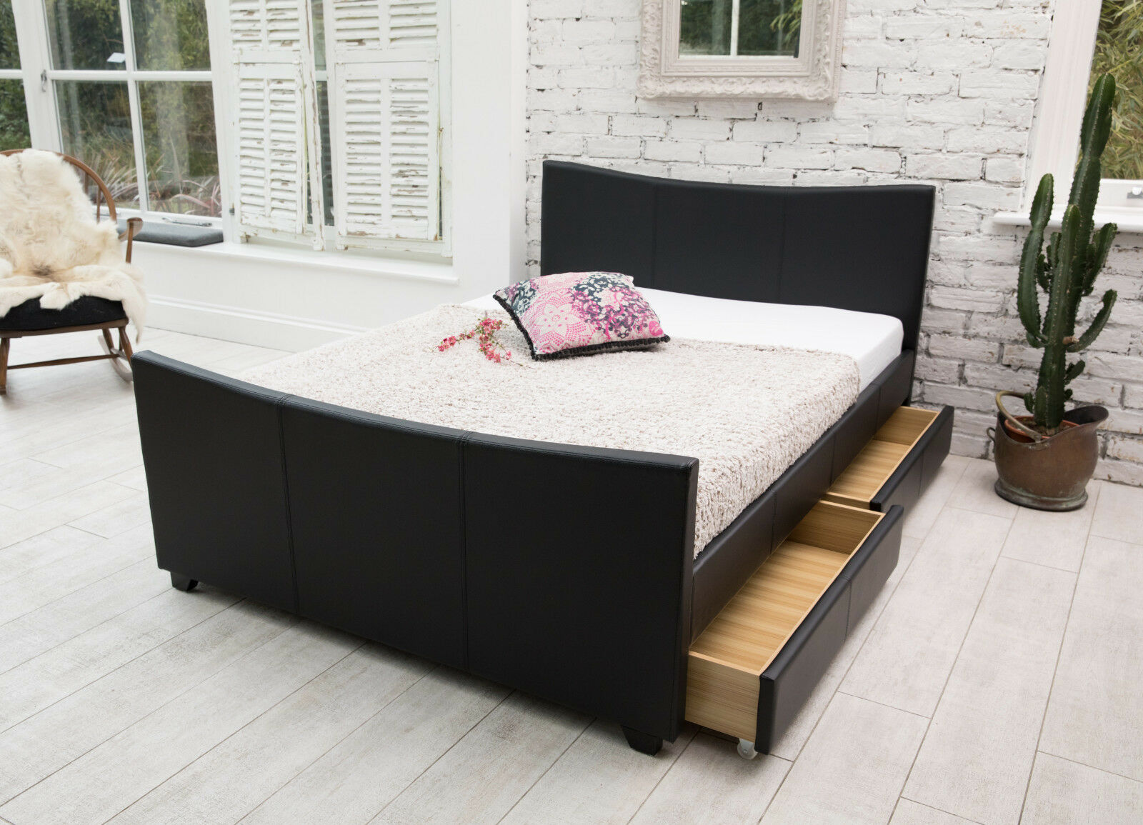 leather storage bed with mattress