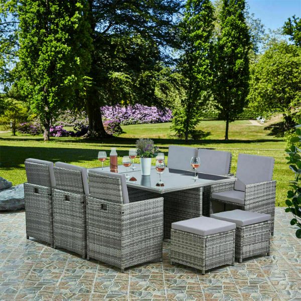 11pc Cube Rattan Garden Furniture, Rattan Garden Sets Uk