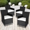 4 Set Of Rattan Garden Chairs Black-0