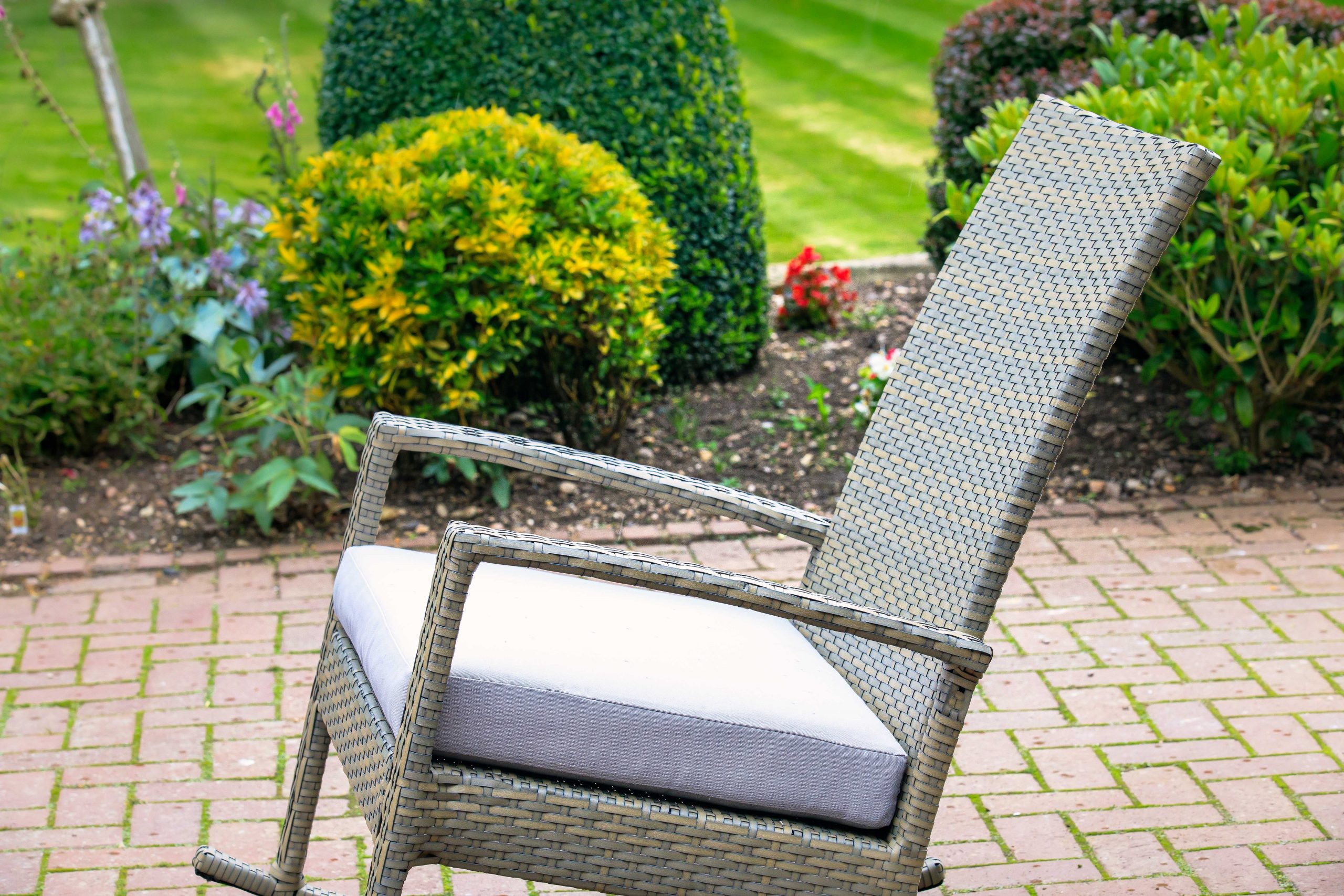 Dark brown wicker store patio chairs