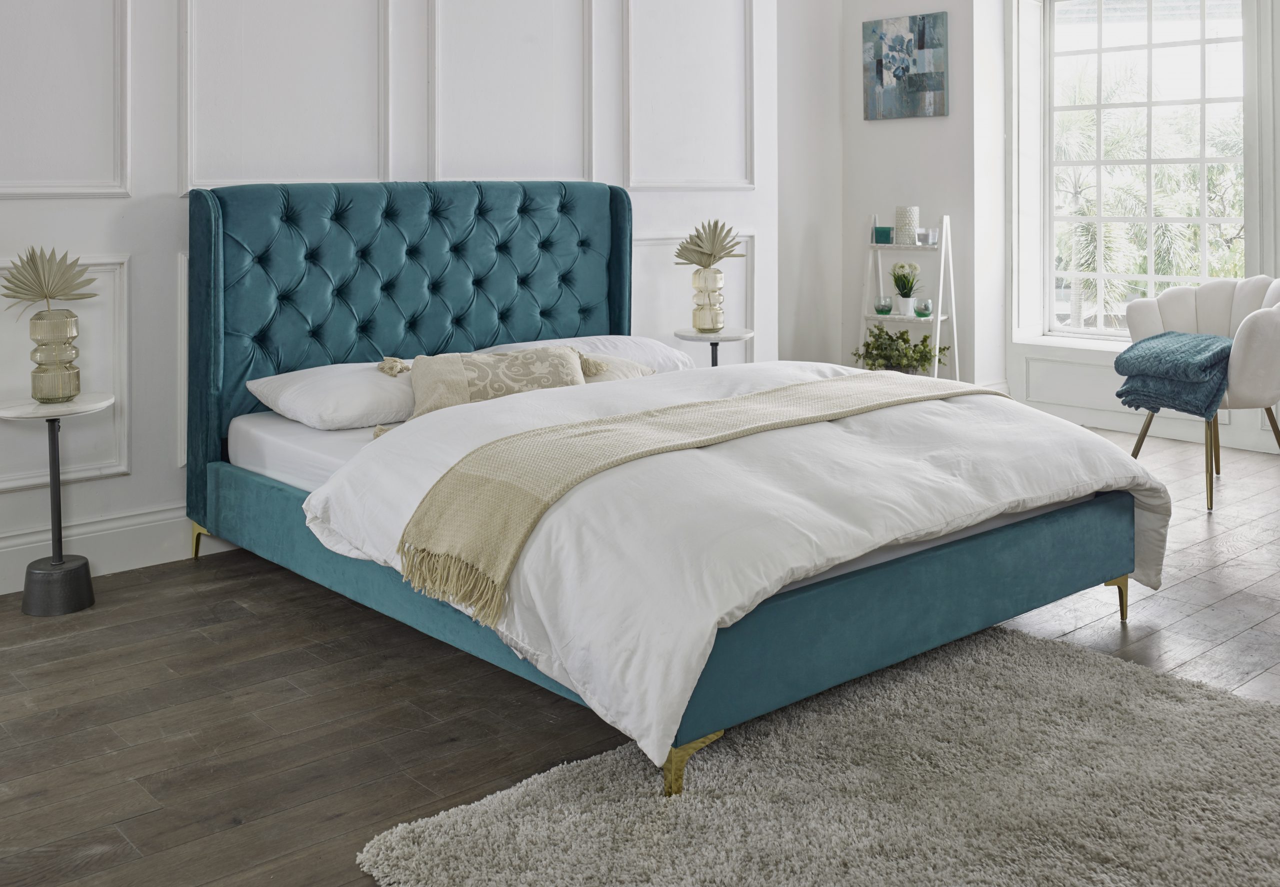 Renata Cube Fabric Upholstered Bed Frame - Luxury Fabric Beds - Beds.co ...