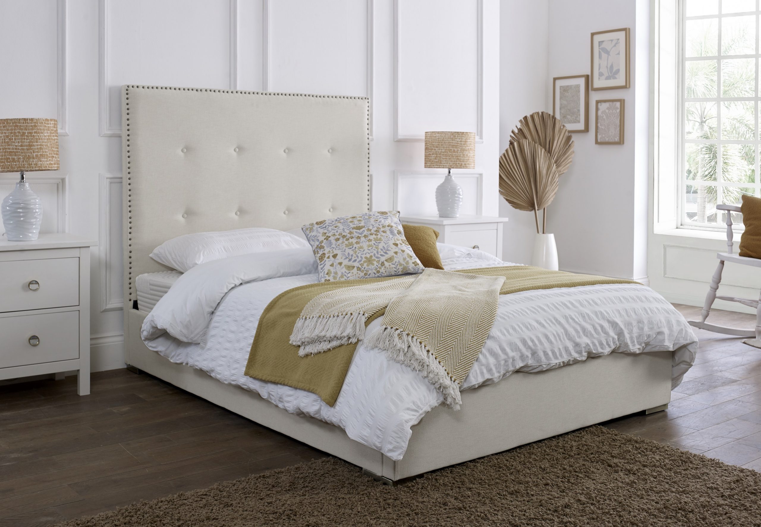 Renata Cube Fabric Upholstered Bed Frame - Luxury Fabric Beds - Beds.co ...